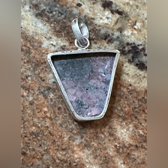 Rhodonite Natural Stone Handcrafted Pendant - Picture 4 of 5